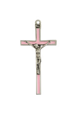 McVan 5" Pink Enamel with Silver Corpus Crucifix