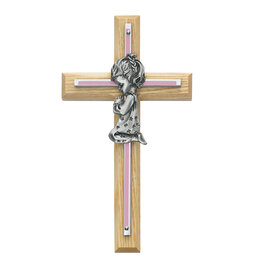 McVan 7" Pink Oak Girls Wall Cross