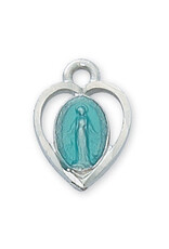 McVan Blue Enameled Miraculous Medal with 18" Chain