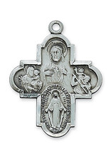 McVan Antique Silver Large 4 Way Cross with 24" Chain