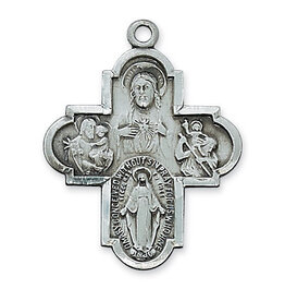 McVan Antique Silver Large 4 Way Cross with 24" Chain