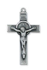 McVan Antique Silver Saint Benedict Crucifix Pendant With 24"