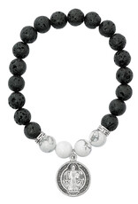 McVan Black Lava and Howlite St. Benedict Bracelet
