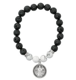 McVan Black Lava and Howlite St. Benedict Bracelet