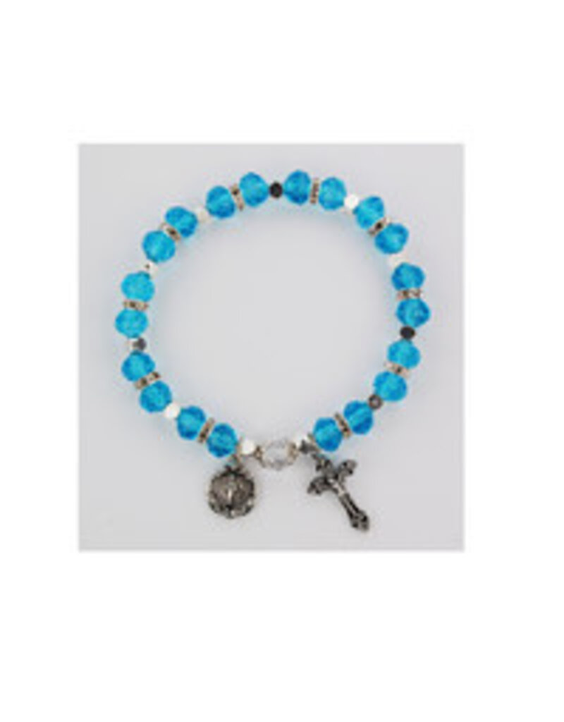 McVan Aqua Rosary Stretch Bracelet