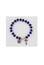 McVan Dark Blue Stretch Rosary Bracelet With Miraculous Medal and Crucifix
