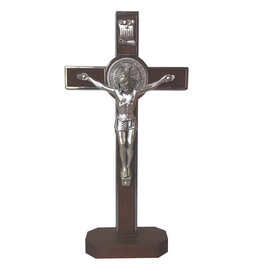 Lumen Mundi St. Benedict Medal 8" Standing Wood Crucifix