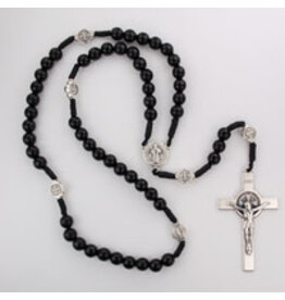 McVan Black Wood Cord St. Benedict Rosary
