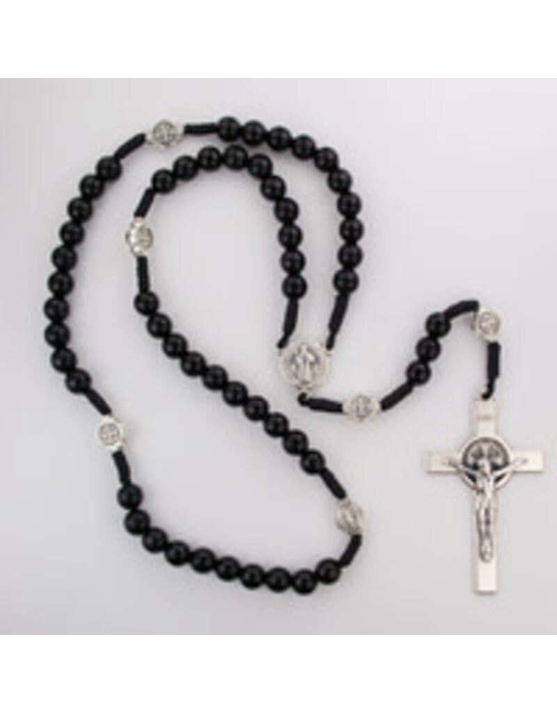McVan Black Wood Cord St. Benedict Rosary
