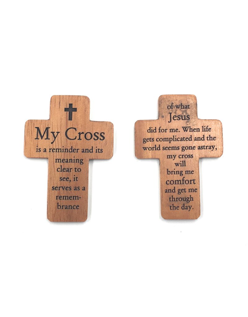 HJ Sherman 1 3/4" Pocket Cross with "My Cross" Prayer