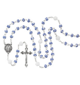 McVan 6mm Blue and White Flower Rosary
