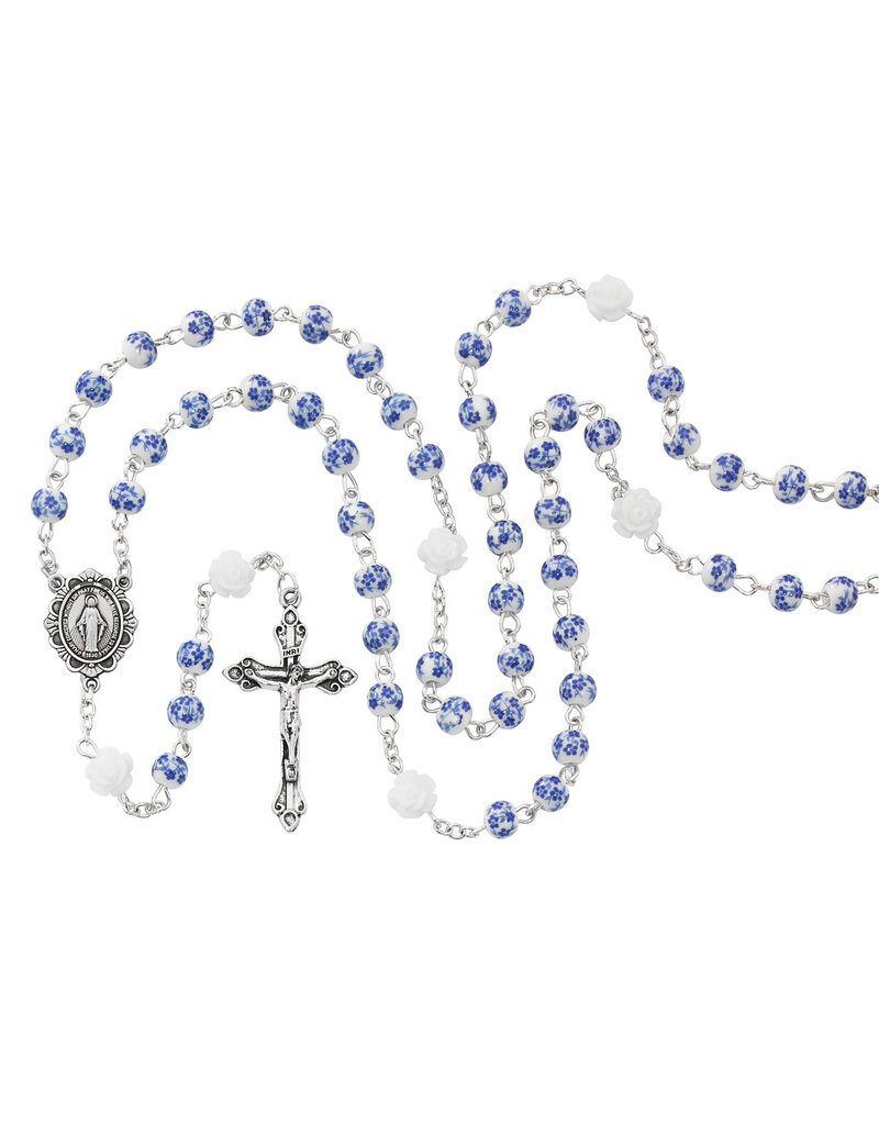 McVan 6mm Blue and White Flower Rosary
