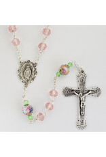 McVan 8mm Pink Crystal Flower Rosary