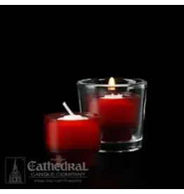 Cathedral Candle Co. 4-hour ezLite Ruby Votive Candles (Disposable Plastic) - Box of 144