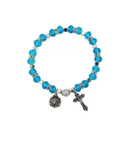 McVan Aqua Rosary Stretch Bracelet