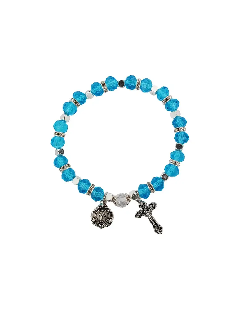 McVan Aqua Rosary Stretch Bracelet