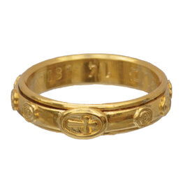Sine Cera Sterling Silver 18K Gold Plated Spinning Rosary Ring  SIZE 10