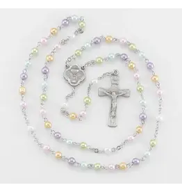 HMH Religious 6mm Round Multi-Color Bead New England Pewter Rosary
