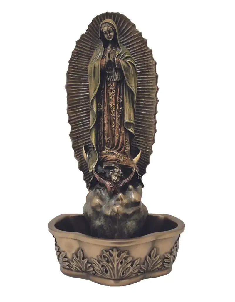 Veronese Collection 7.5" Our Lady of Guadalupe Bronze Holy Water Font