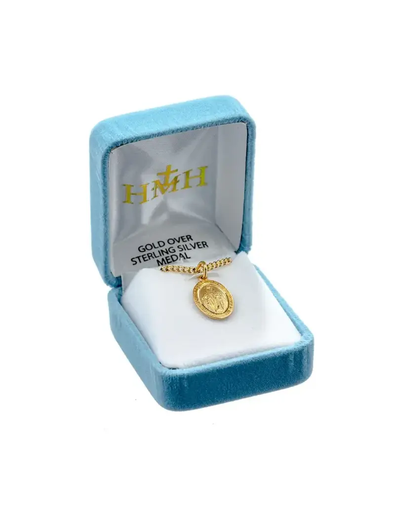 HMH Religious 16kt Gold Over Sterling Silver Miraculous Medal With 18" Chain Necklace
