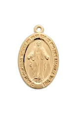 HMH Religious 16kt Gold Over Sterling Silver Miraculous Medal With 18" Chain Necklace