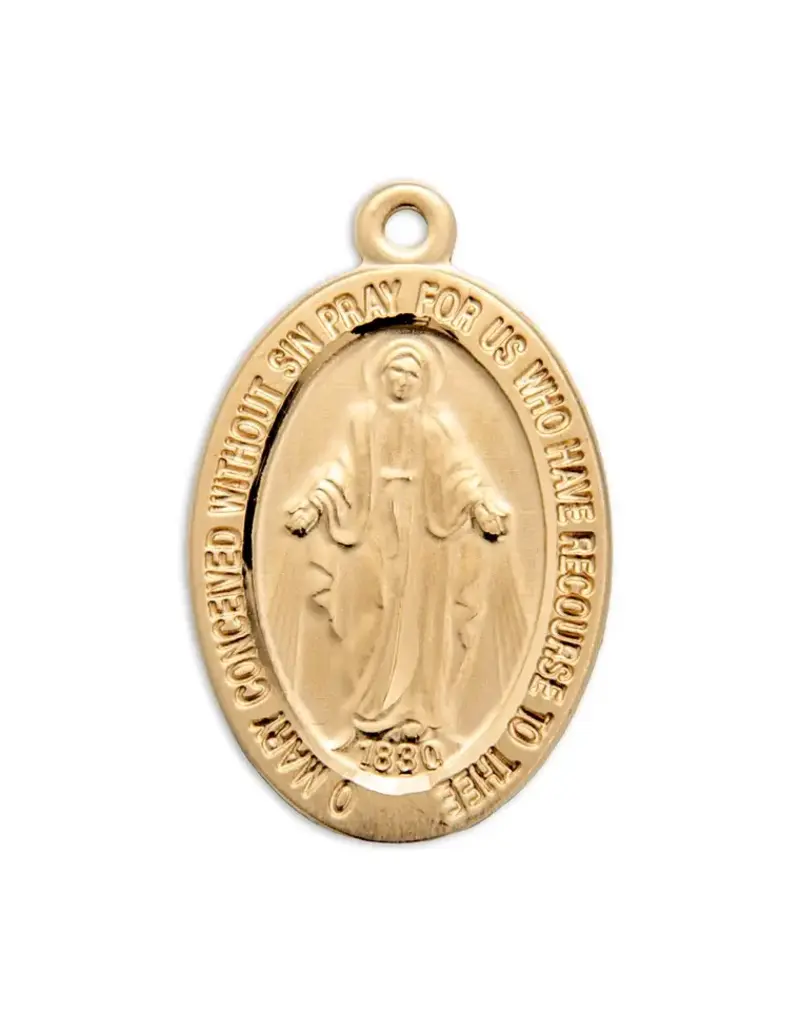HMH Religious 16kt Gold Over Sterling Silver Miraculous Medal With 18" Chain Necklace