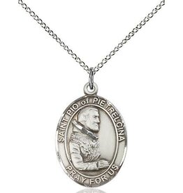 Bliss Manufacturing Sterling Silver St. Pio of Pietrelcina Medal With 20" Chain