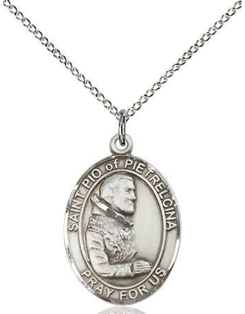 Bliss Manufacturing Sterling Silver St. Pio of Pietrelcina Medal With 20" Chain