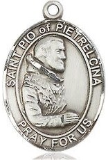 Bliss Manufacturing Sterling Silver St. Pio of Pietrelcina Medal With 20" Chain