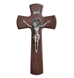 Sine Cera 13″ Walnut St. Benedict Wall Crucifix