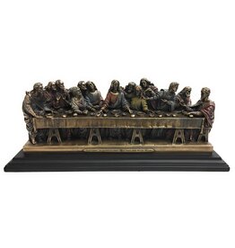 Goldscheider of Vienna 14" x 4.5" x 6" Last Supper Bronze Lightly Hand Painted Statue