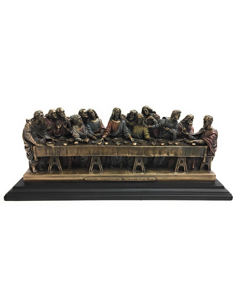 Goldscheider of Vienna 14" x 4.5" x 6" Last Supper Bronze Lightly Hand Painted Statue