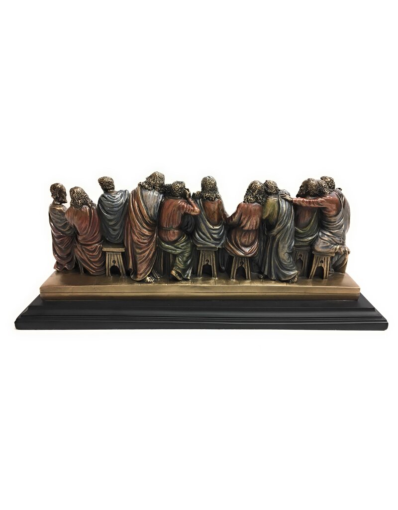 Goldscheider of Vienna 14" x 4.5" x 6" Last Supper Bronze Lightly Hand Painted Statue