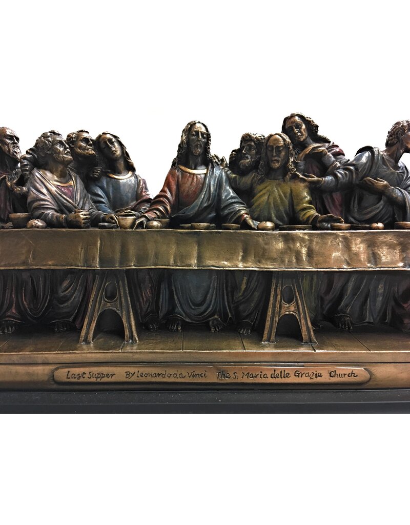 Goldscheider of Vienna 14" x 4.5" x 6" Last Supper Bronze Lightly Hand Painted Statue