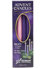 Vermont Christmas Company 7/8" x 10" Advent Candle Set (3 Violet, 1 Rose)