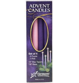 Vermont Christmas Company 7/8" x 10" Advent Candle Set (3 Violet, 1 Rose)