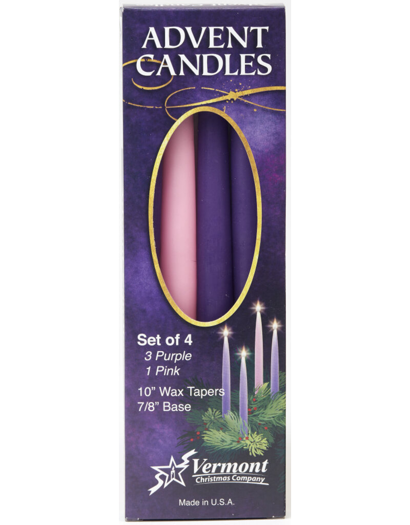 Vermont Christmas Company 7/8" x 10" Advent Candle Set (3 Violet, 1 Rose)