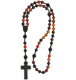Sine Cera Agate and Jujube Wood Rosary 8mm