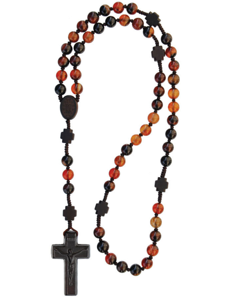 Sine Cera Agate and Jujube Wood Rosary 8mm