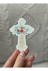 Be Still Prayer Space Cross and flowers sticker with “Blessed,” Eph 1:3 verse|Be Still Prayer Space
