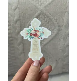 Be Still Prayer Space Cross and Flowers Sticker with “Blessed,” Eph 1:3 Verse | Be Still Prayer Space