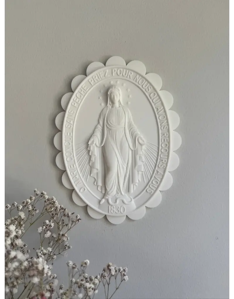 Be Still Prayer Space Miraculous Medal Scalloped Wall Plaque - Large
