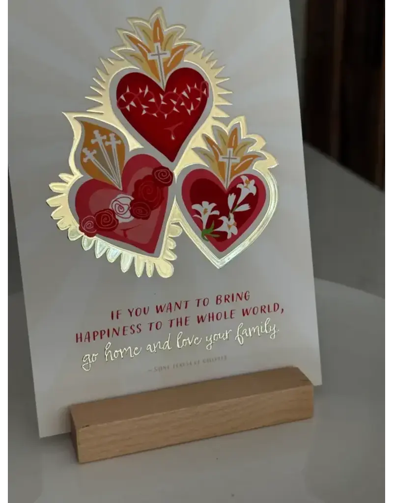 Be Still Prayer Space Illustration in Box Frame - Holy Family Hearts (Sacred, Immaculate, Chaste) | Be Still Prayer Space