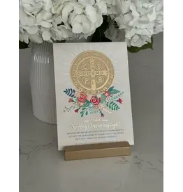 Be Still Prayer Space Illustration in Box Frame - St. Benedict, Gold Frame | Be Still Prayer Space