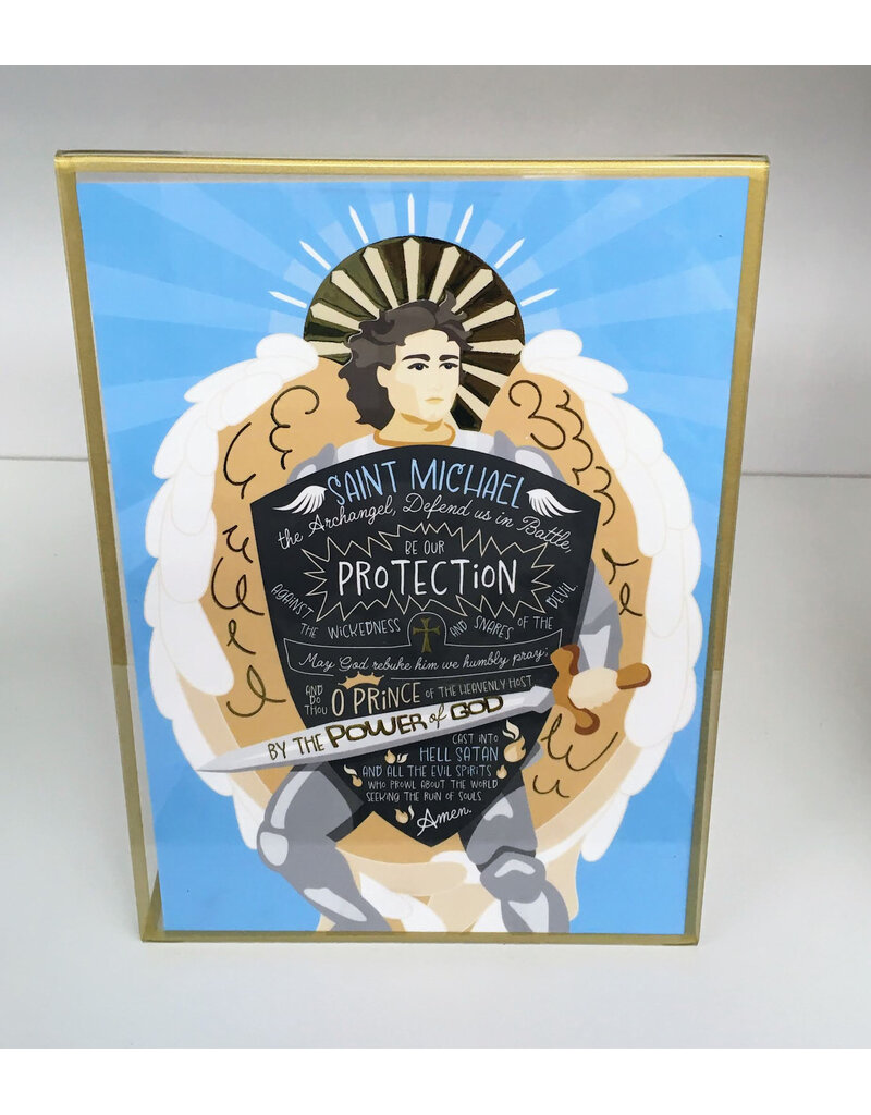 Be Still Prayer Space St Michael the Archangel Prayer Print in Acrylic Stand | Be Still Prayer Space