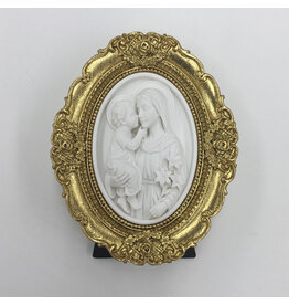 Be Still Prayer Space Mary and Child Jesus Gold Framed 3D Printed Oval Intaglio | Be Still Prayer Space