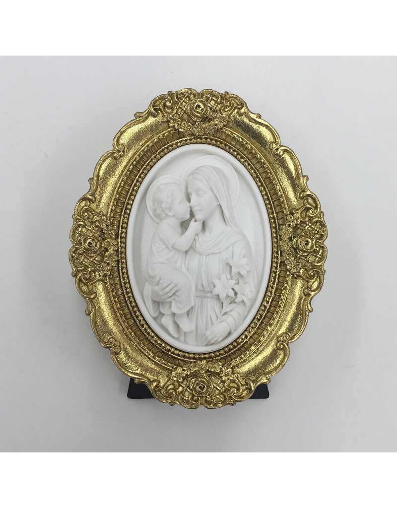 Be Still Prayer Space Mary and Child Jesus Gold Framed 3D Printed Intaglio