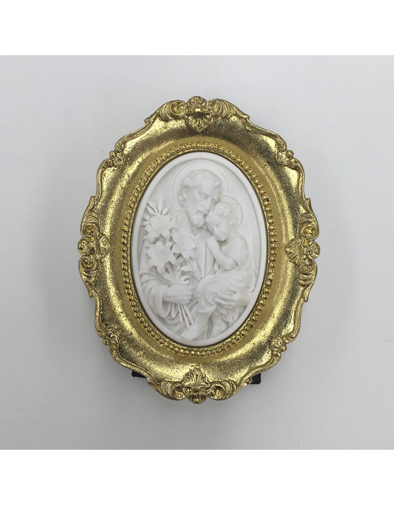 Be Still Prayer Space Joseph and Child Jesus Gold Framed 3D Printed Intaglio