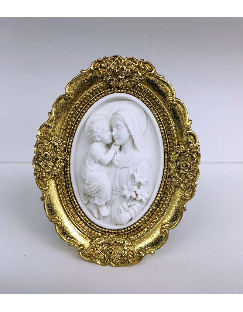 Be Still Prayer Space Mary and Child Jesus Gold Framed 3D Printed Intaglio