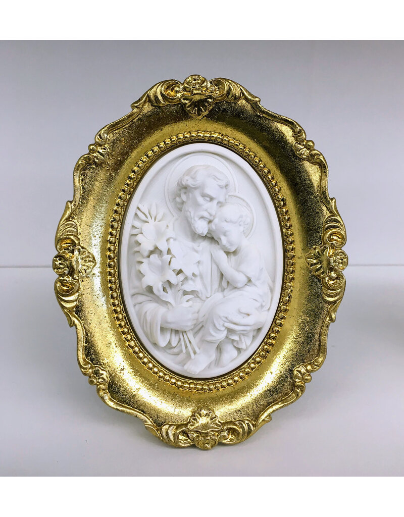 Be Still Prayer Space Joseph and Child Jesus Gold Framed 3D Printed Intaglio